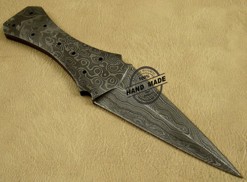 Double Edge Damascus Skinner Blank Blade Knife Custom Handmade Damascus Steel Hunting Full Tang Damascus Skinner Knife 1461 - Image 3
