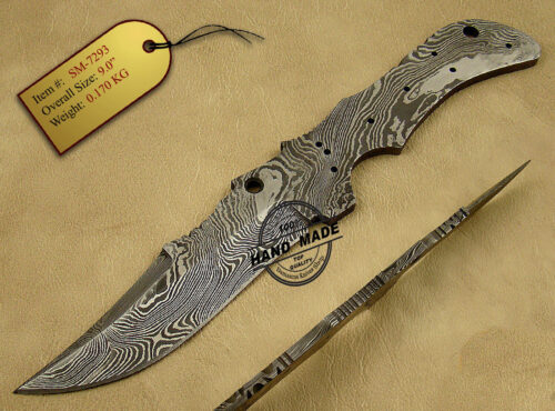 Blank Blade Damascus Skinner Knife Custom Handmade Damascus Steel Hunting Full Tang Damascus Skinner Knife 1463