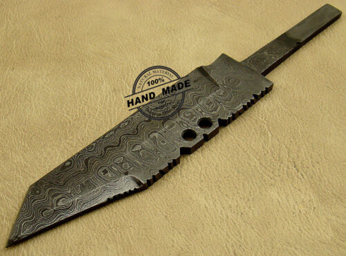 Damascus Skinner Blank Blade Knife Custom Handmade Damascus Steel Hunting Full Tang Damascus Skinner Knife 1442 - Image 4