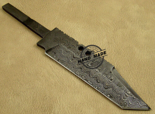 Damascus Skinner Blank Blade Knife Custom Handmade Damascus Steel Hunting Full Tang Damascus Skinner Knife 1442 - Image 6