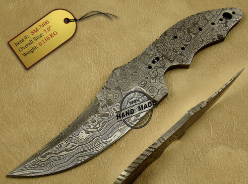 Damascus Skinner Blank Blade Knife