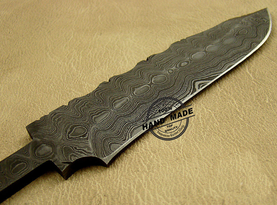  Hand Forged Damascus Steel Blank Blade 8.00 Hunting Knife  Making Supplies