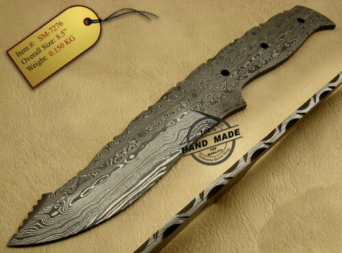 Blank Blade Damascus Skinner Knife Custom Handmade Damascus Steel Hunting Full Tang Damascus Knife 1446