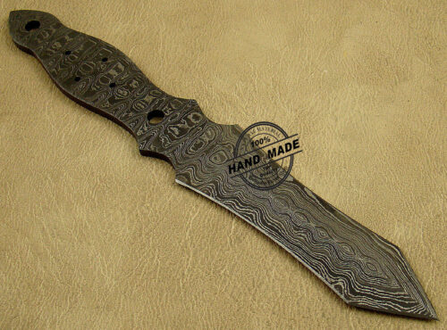 New Damascus Skinner Double Edge Knife Custom Handmade Damascus Steel Hunting Full Tang Damascus Skinner Knife 1448 - Image 4