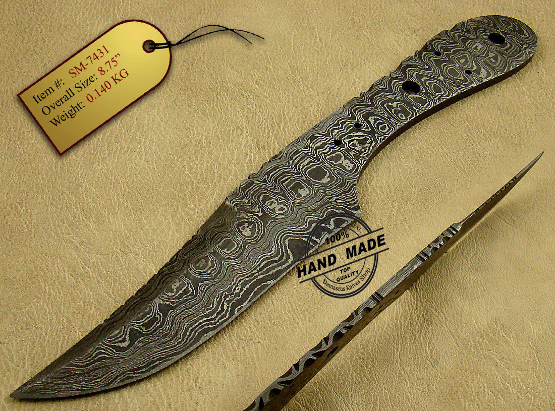 Handmade Damascus Steel Knife (Blank Blade) 