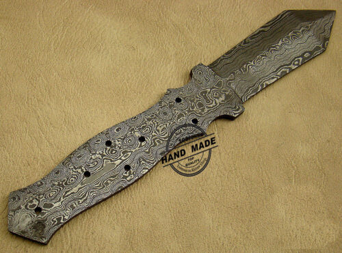 Double Edge Damascus Skinner Blank Blade Knife Custom Handmade Damascus Steel Hunting Full Tang Damascus Skinner Knife 1450 - Image 3