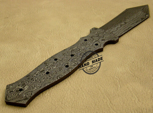 Double Edge Damascus Skinner Blank Blade Knife Custom Handmade Damascus Steel Hunting Full Tang Damascus Skinner Knife 1450 - Image 5