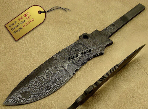 Blank Blade Damascus Knife Custom Handmade Damascus Steel Hunting Skinner Knife 1453
