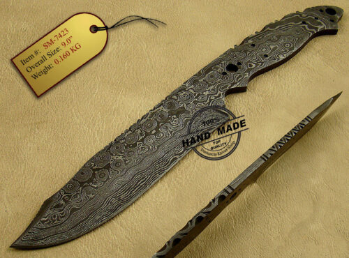Damascus Skinner Blank Blade Knife Custom Handmade Damascus Steel Hunting Full Tang Damascus Skinner Knife 1440