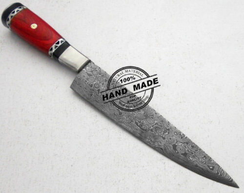 Professional Damascus Kitchen Chef's Knife Custom Handmade Damascus Steel Kitchen Chef Knife With Colored Wood Handle 1209 - Image 3