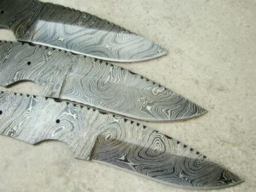 Lot Of 3PCs Bow Back Damascus Blank Blade Skinner Knife Custom Handmade Damascus Steel Hunting Knife Full Tang Damascus Knife 1436 - Image 3