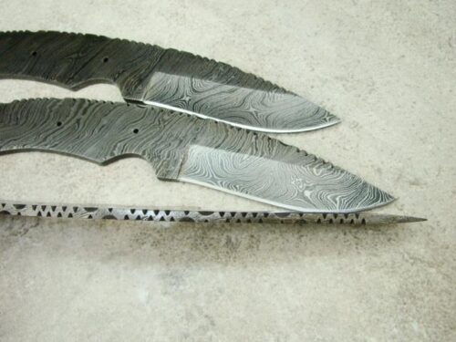 Lot Of 3PCs Bow Back Damascus Blank Blade Skinner Knife Custom Handmade Damascus Steel Hunting Knife Full Tang Damascus Knife 1436 - Image 4