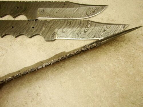 Lot Of 3PCs Military Tactial Damascus Blank Blade Knife Custom Handmade Damascus Steel Hunting Knife Full Tang Damascus Knife 1435 - Image 4