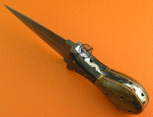 Boot Dagger Outdoor Sportsman Survival Damascus Hunting Knife Custom Handmade Damascus Steel Hunting Knife With Rose & Mictra Wood Handle Leather Sheaths 1552 - Image 3