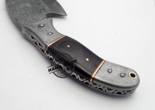 New Damascus Skinner Knife Custom Handmade Damascus Steel Hunting Best Damascus Skinner Knife With Buffalo Horn Handle Leather Sheaths 1562 - Image 4
