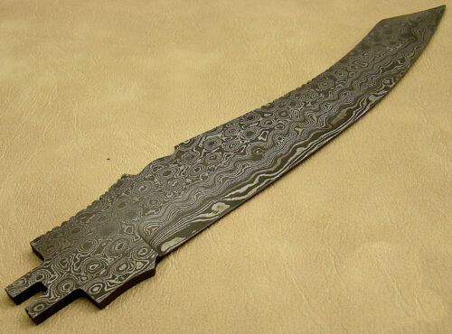Blank Blade Damascus Bowie Knife Custom Handmade Damascus Steel Hunting Blank Blade Knife 1472 - Image 3