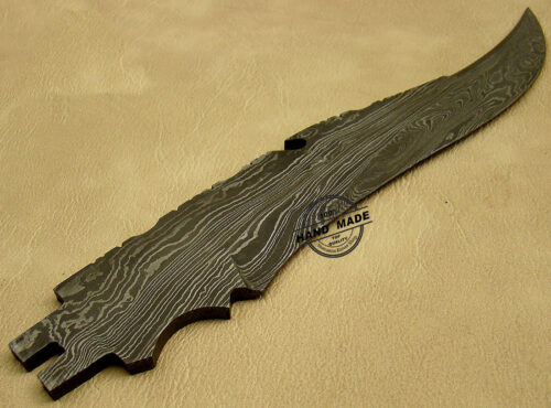 Blank Blade Damascus Bowie Knife Custom Handmade Damascus Steel Hunting Blank Blade Bowie Knife 1474 - Image 3