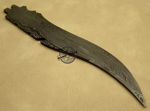 Blank Blade Damascus Bowie Knife Custom Handmade Damascus Steel Hunting Blank Blade Bowie Knife 1474 - Image 5