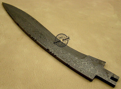 Blank Blade Damascus Bowie Knife Custom Handmade Damascus Steel Hunting Blank Blade Bowie Knife 1475 - Image 5