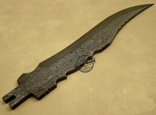 Blank Blade Damascus Bowie Knife Custom Handmade Damascus Steel Hunting Blank Blade Bowie Knife 1476 - Image 5