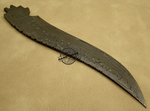 Blank Blade Damascus Bowie Knife Custom Handmade Damascus Steel Hunting Blank Blade Bowie Knife 1477 - Image 5