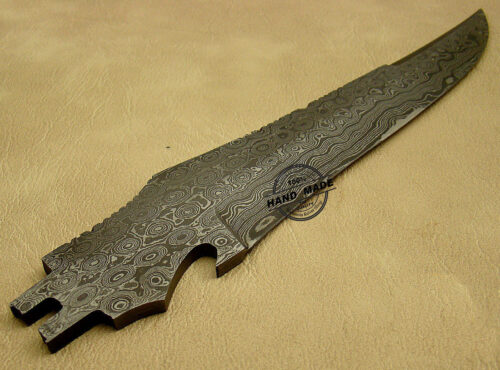 Blank Blade Damascus Bowie Knife Custom Handmade Damascus Steel Hunting Blank Blade Bowie Knife 1478 - Image 3