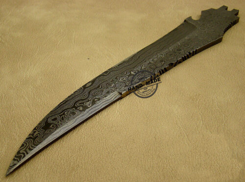 Blank Blade Damascus Bowie Knife Custom Handmade Damascus Steel Hunting Blank Blade Bowie Knife 1478 - Image 4