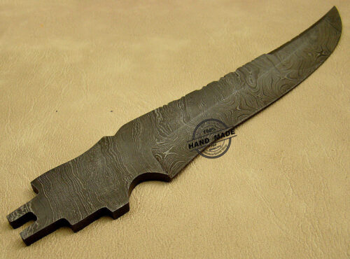 Blank Blade Damascus Bowie Knife Custom Handmade Damascus Steel Hunting Blank Blade Bowie Knife 1479 - Image 3