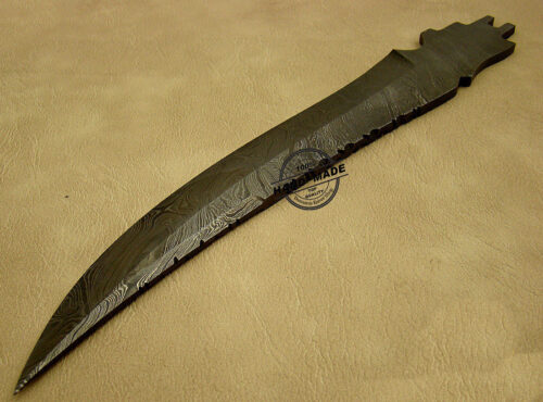 Blank Blade Damascus Bowie Knife Custom Handmade Damascus Steel Hunting Blank Blade Bowie Knife 1479 - Image 5