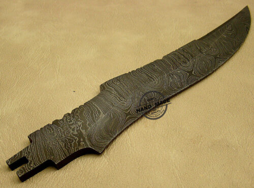 Blank Blade Damascus Bowie Knife Custom Handmade Damascus Steel Hunting Blank Blade Bowie Knife 1480 - Image 5
