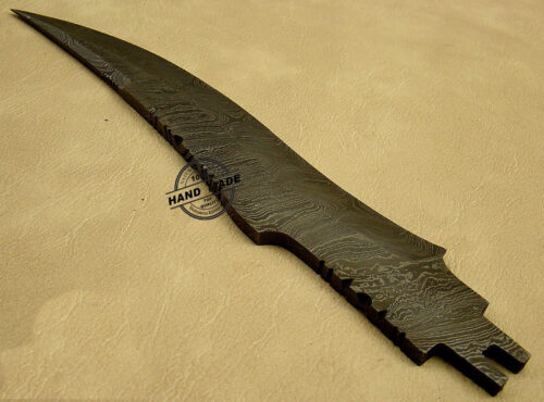 Blank Blade Damascus Bowie Knife Custom Handmade Damascus Steel Hunting Blank Blade Bowie Knife 1480 - Image 3