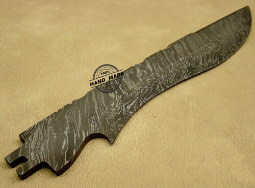 Blank Blade Damascus Bowie Knife Custom Handmade Damascus Steel Hunting Blank Blade Bowie Knife 1481 - Image 3