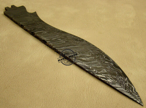 Blank Blade Damascus Bowie Knife Custom Handmade Damascus Steel Hunting Blank Blade Bowie Knife 1481 - Image 5