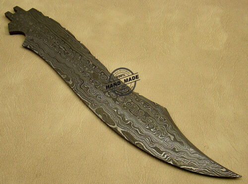 Blank Blade Damascus Bowie Knife Custom Handmade Damascus Steel Hunting Blank Blade Bowie Knife 1482
