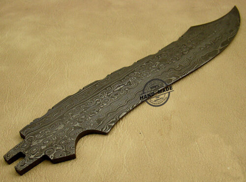 Blank Blade Damascus Bowie Knife Custom Handmade Damascus Steel Hunting Blank Blade Bowie Knife 1482 - Image 3