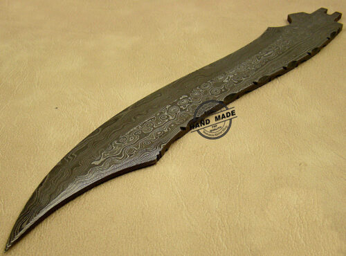 Blank Blade Damascus Bowie Knife Custom Handmade Damascus Steel Hunting Blank Blade Bowie Knife 1482 - Image 5