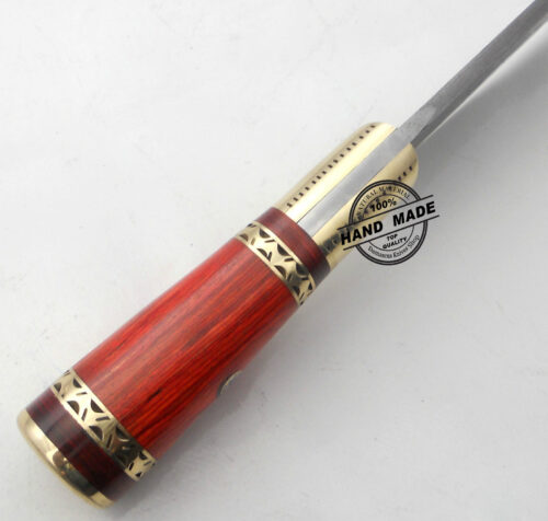 New Damascus Kitchen Knife Custom Handmade Damascus Steel Kitchen Chef's Knife With Red Wood Handle Leather Sheaths 1564 - Image 5