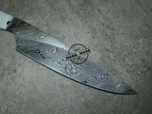 New Damascus Kitchen Chef's Blank Blade Custom Handmade Damascus Steel Kitchen Chef's Blank Blade Knife 1468 - Image 3