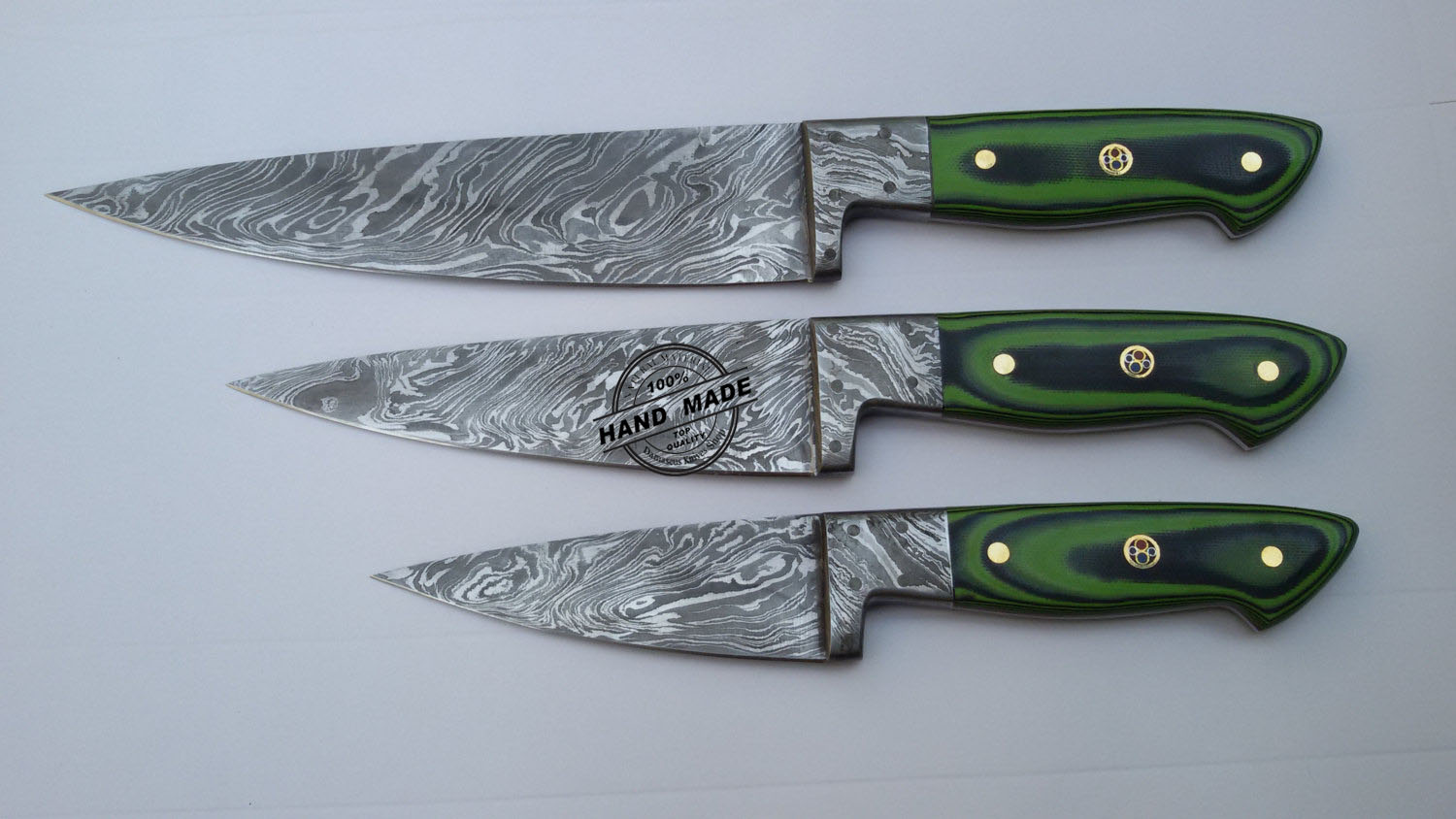 Handmade Damascus Kitchen Chef Knife Set, Cooking Knife Set With