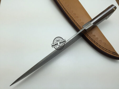 Damascus Kitchen Knife Custom Handmade Damascus Steel Kitchen Chefs Knife With Rose Wood Handle Leather Sheaths 1571 - Image 4