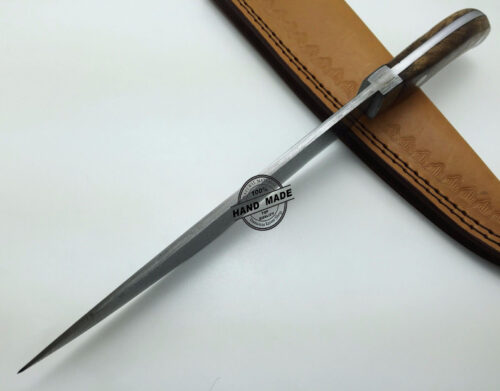 Damascus Kitchen Knife Custom Handmade Damascus Steel Kitchen Chefs Knife With Rose Wood Handle Leather Sheaths 1572 - Image 4