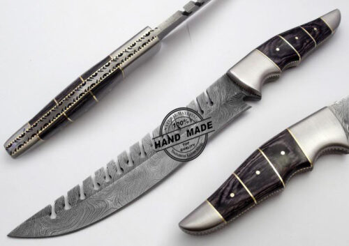Damascus Knife Custom Handmade Damascus Steel Hunting Full Tang Damascus Knife With Colored Handle Leather Sheaths 1580