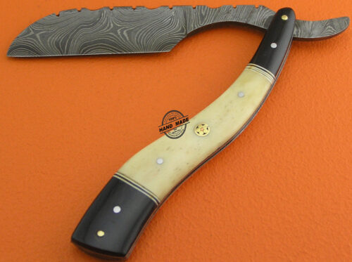 Damascus Barber Razor Handmade Damascus Steel Wet Shaving Knife 2119 - Image 6