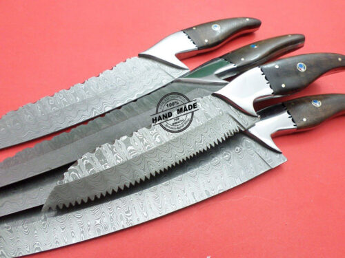 Damascus Kitchen Knives 5 PCs Set Custom Handmade Damascus Steel Knives - Image 5