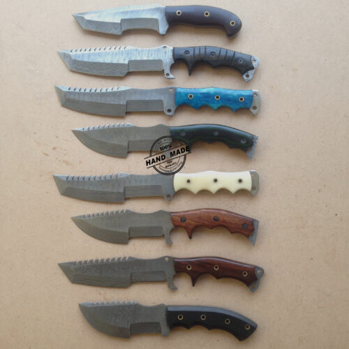 Damascus Tracker Knives 8 PCs Handmade Damascus Steel Knives 1734 - Image 2