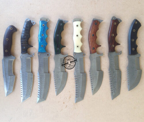 Damascus Tracker Knives 8 PCs Handmade Damascus Steel Knives 1734 - Image 3