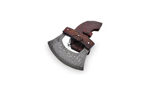 DAMASCUS ULU KITCHEN KNIFE CUSTOM HANDMADE DAMASCUS STEEL WITH WALNUT WOOD HANDLE