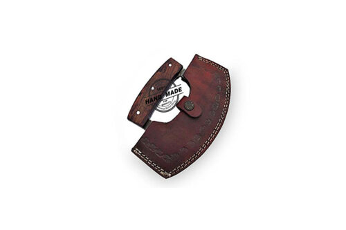 DAMASCUS ULU KITCHEN KNIFE CUSTOM HANDMADE DAMASCUS STEEL WITH WALNUT WOOD HANDLE - Image 5