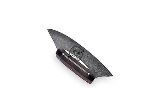 DAMASCUS ULU KITCHEN KNIFE CUSTOM HANDMADE DAMASCUS STEEL WITH WALNUT WOOD HANDLE - Image 6