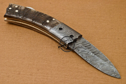 Back Lock Damascus Folding Knife Handmade Damascus Steel Knife 805 - Image 4